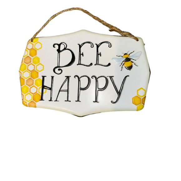 Bee Decor 3 Piece Bundle Signs Gnome Hive Black Yellow Kitchen Gift Welcome - Picture 2 of 9